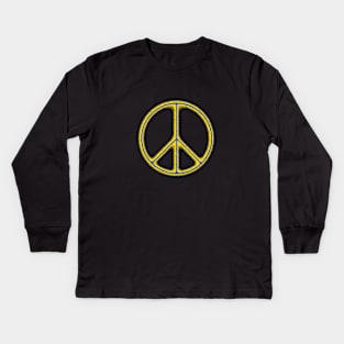 Peace Symbol in Ukraine Flag Colors Kids Long Sleeve T-Shirt